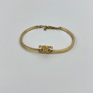 Celine Logo Triomphe Accessory Bracelet Bangle Gold Vintage